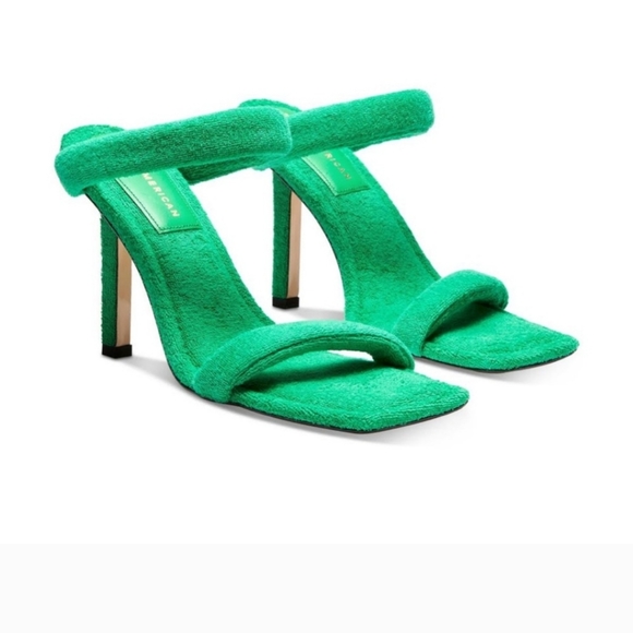 Good American Shoes Nib Good American Green Terry High Heel Slip On